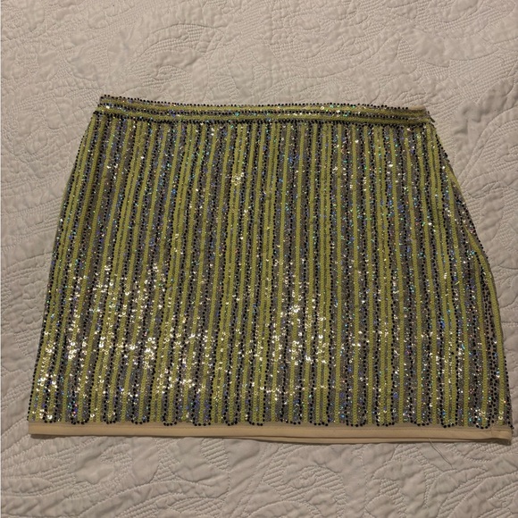 Sequin & beads Striped Skirt size large - Picture 1 of 5